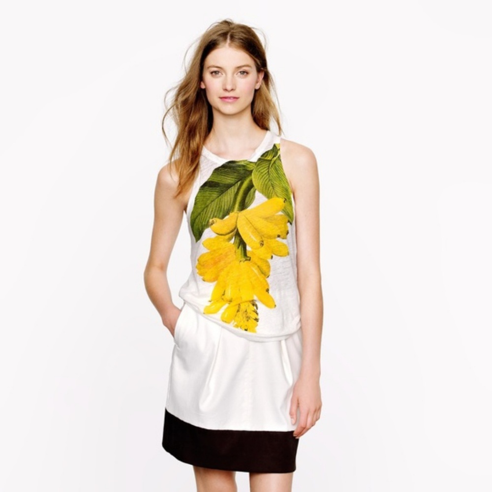 J. Crew Botanical Vintage Banana Print Linen Top